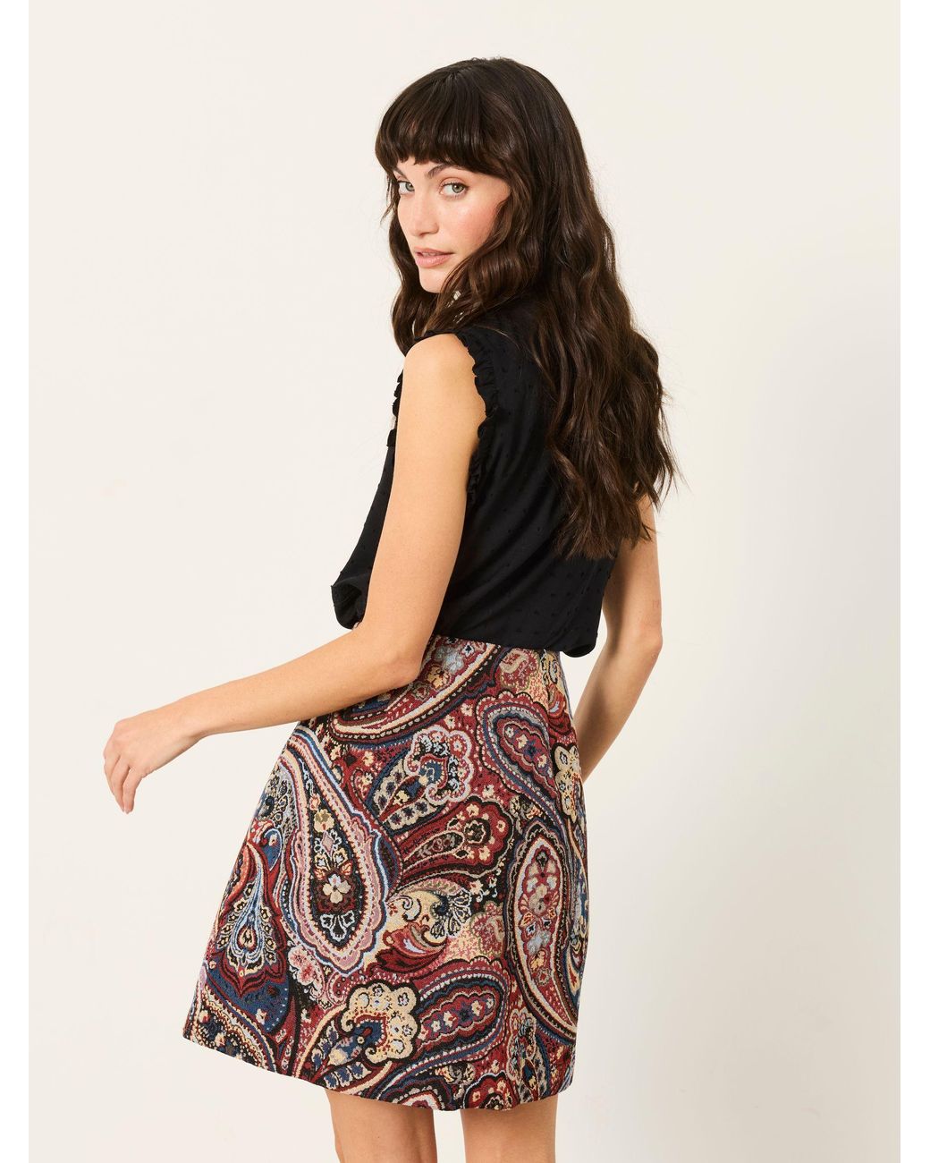 FatFace Black Ziva Jacquard Skirt