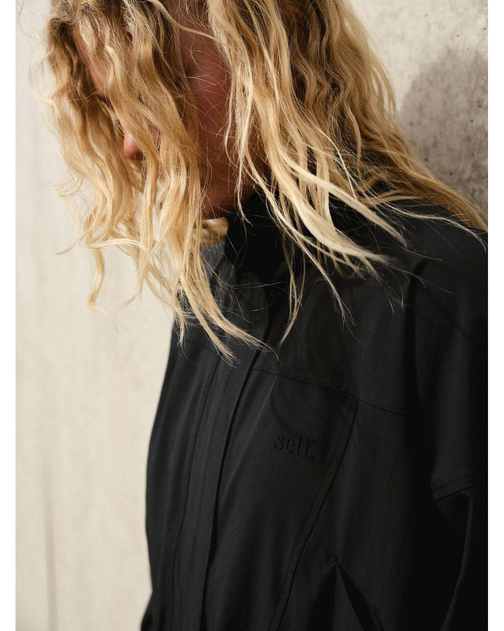 Self Black 4 Way Stretch Funnel Neck Jacket