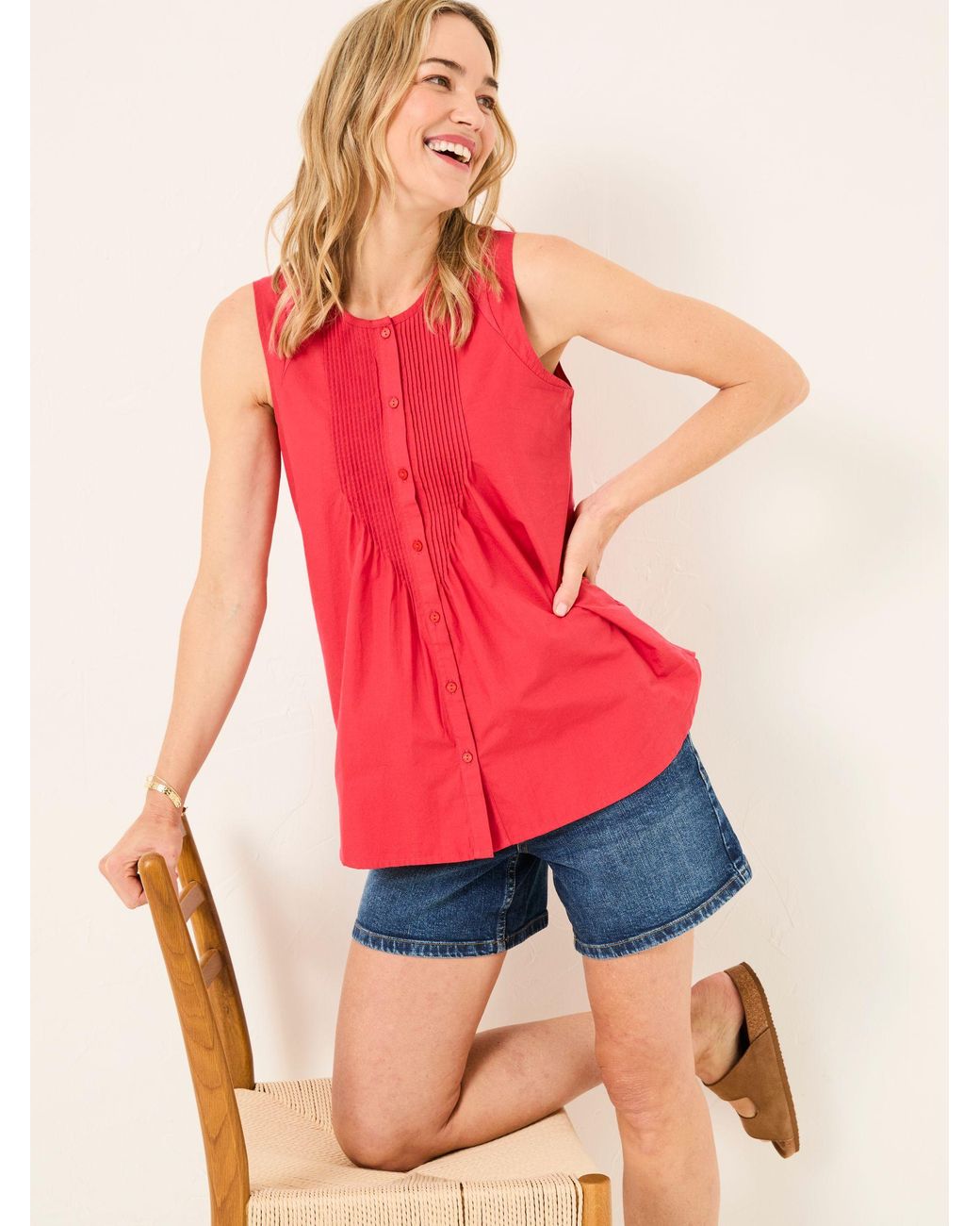 FatFace Red Lauren Longline Top