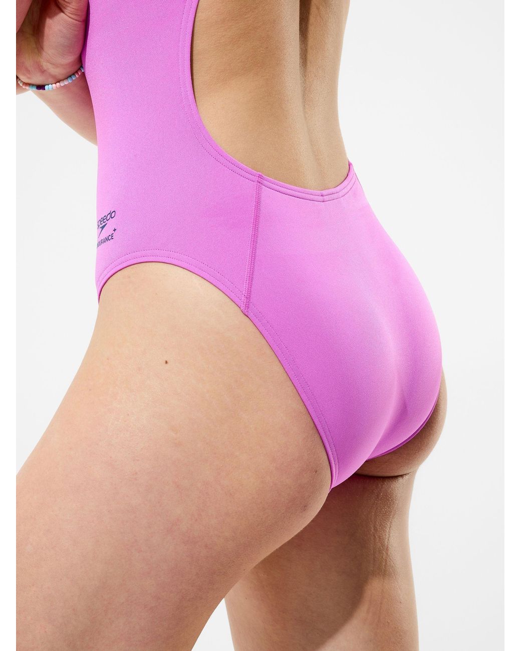Speedo Pink Solid Leaderback Swimsuit