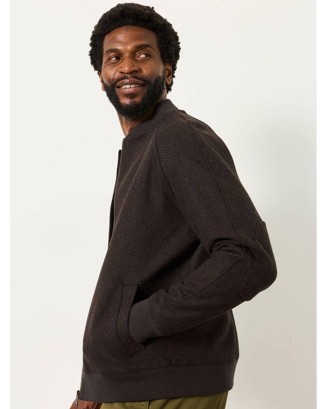 FatFace Black Wool Mix Bomber Jacket for men