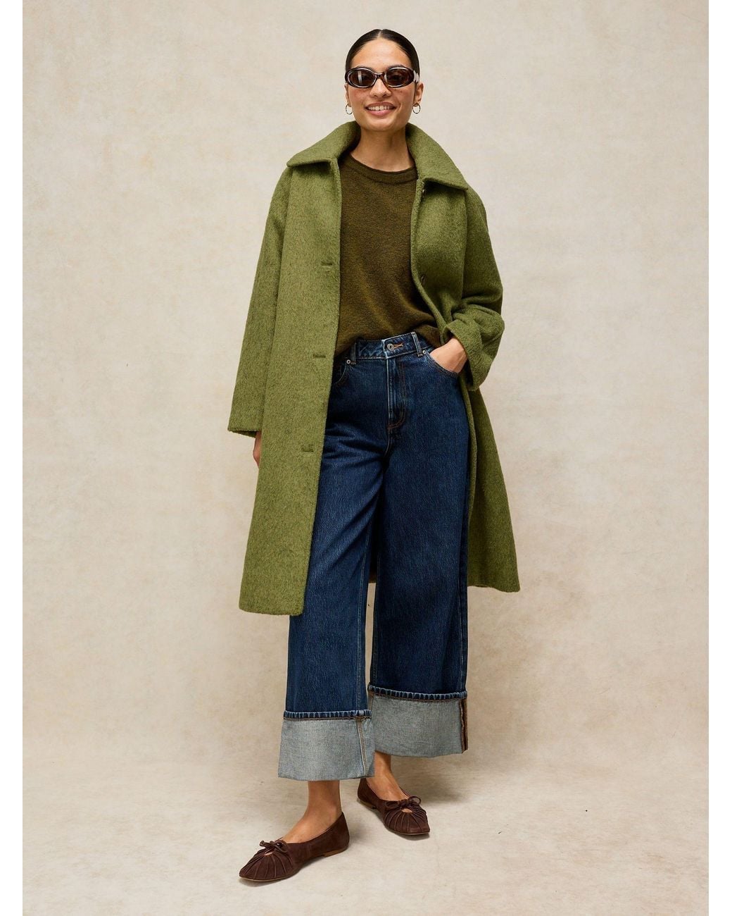 White Stuff Green Kelsey Wool Blend Coat