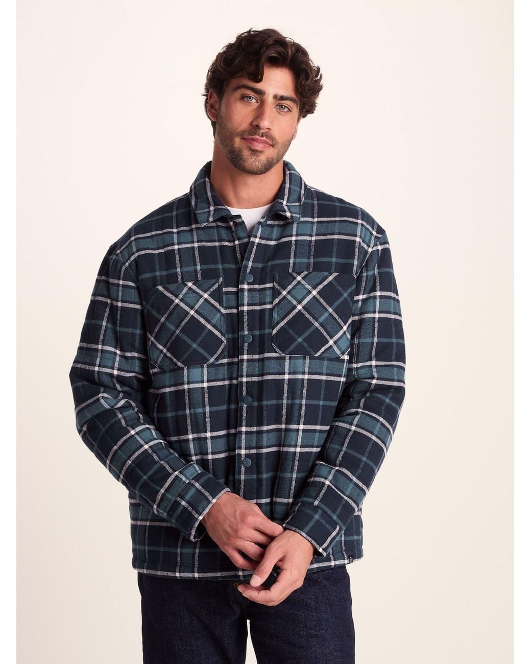 TOG24 Blue Kinsey Quilted Flannel Shacket for men