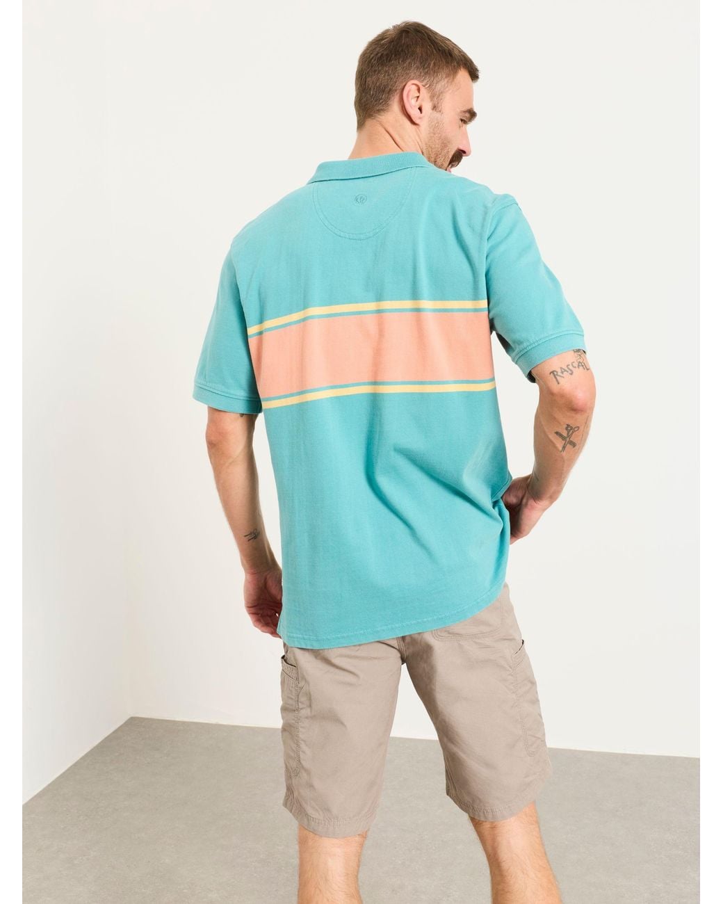 FatFace Blue Ashton Chest Stripe Polo Shirt for men