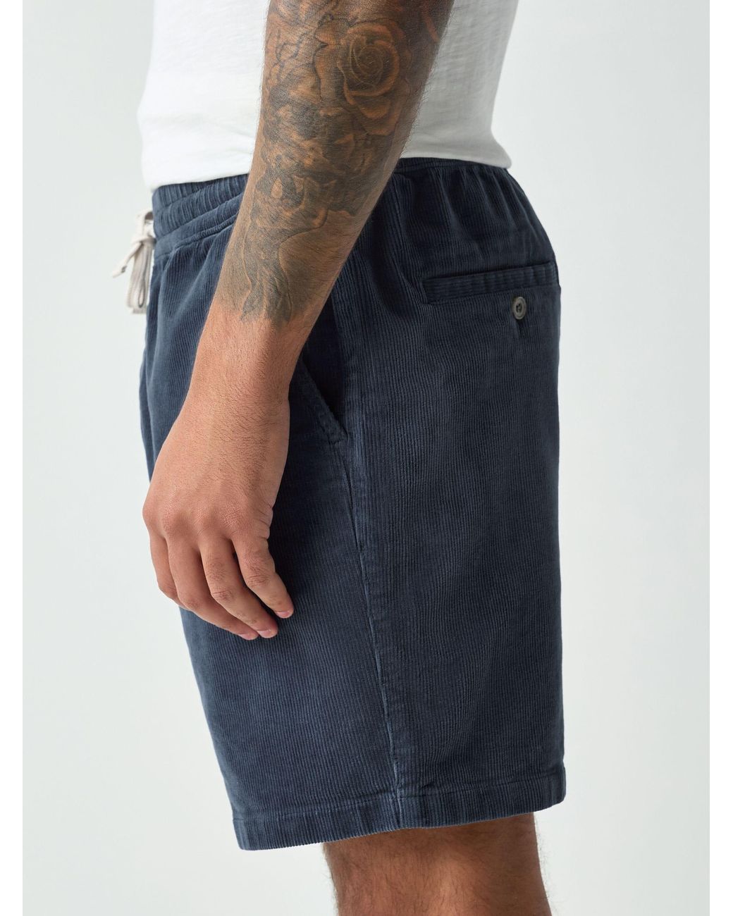 Next Blue Elasticated Waist 7 Inch Cord Shorts for men