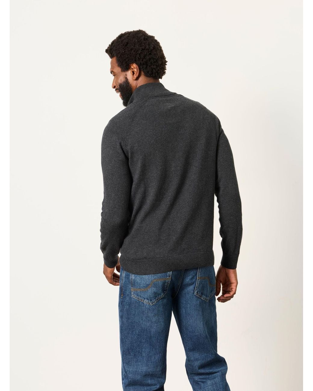 FatFace Blue Rye Quarter Zip Knitted Jumper for men