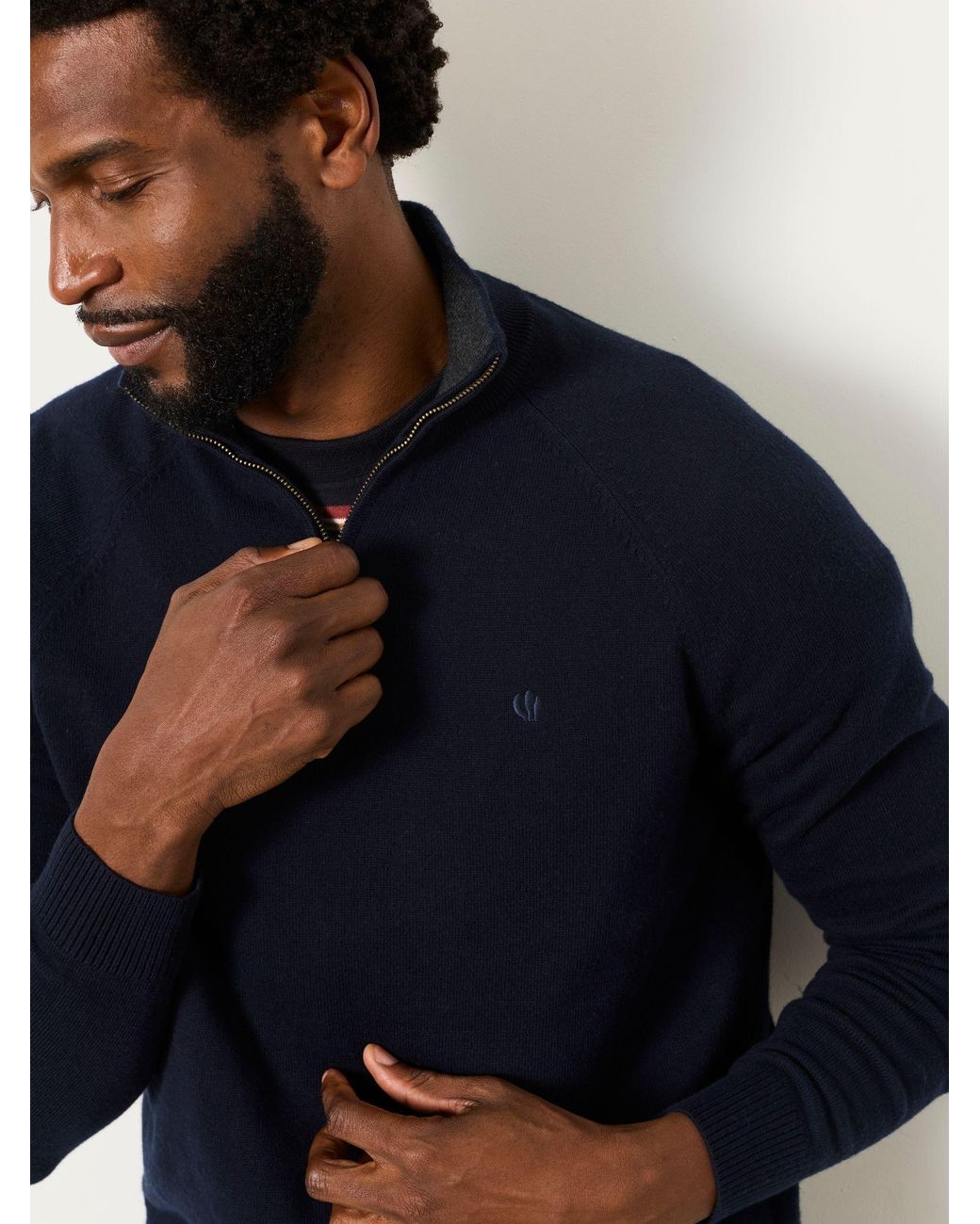 FatFace Blue Rye Quarter Zip Knitted Jumper for men