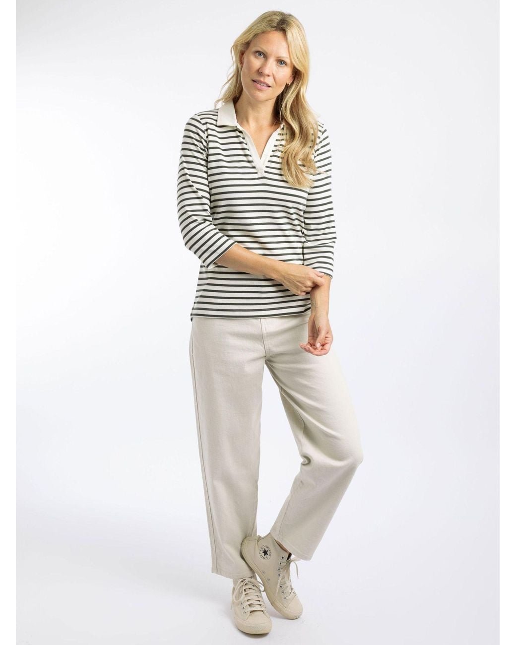 Striped Colorful Fish Weird Fish Thora Striped Jersey Polo Top in White | Lyst