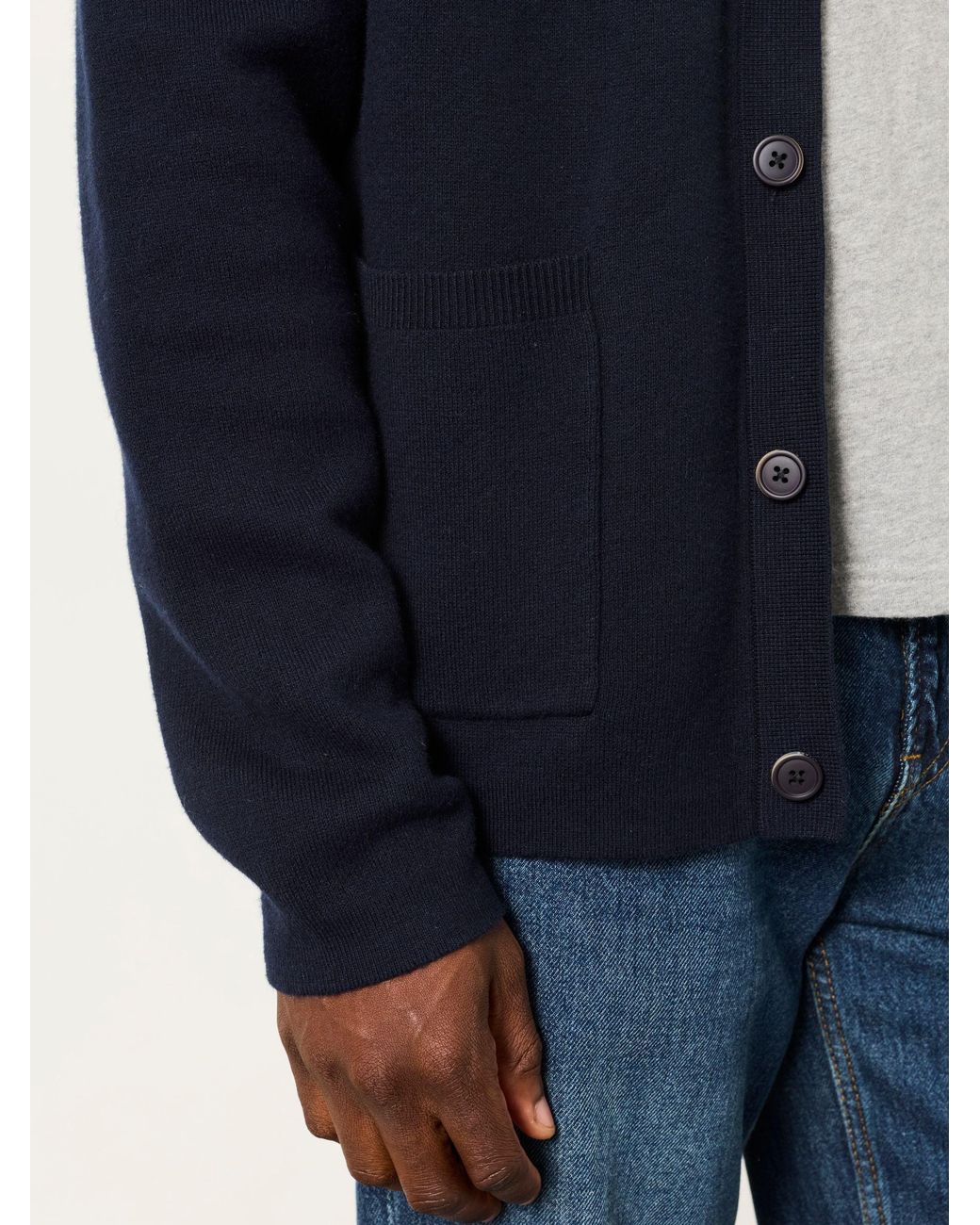 FatFace Blue Fatface Kieran Knitted Collared Button Front Cardigan for men
