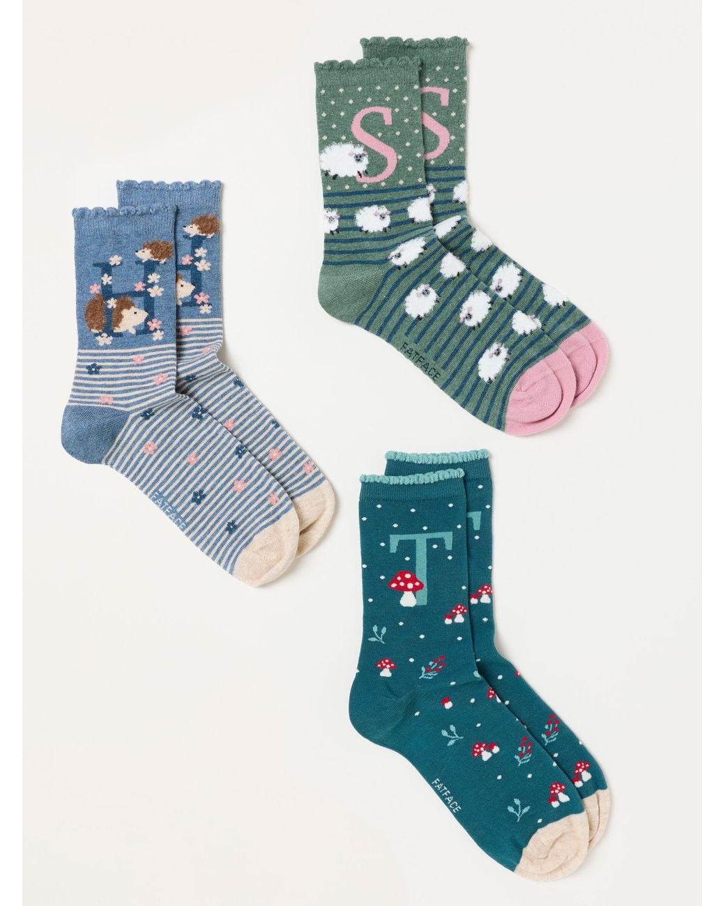 FatFace Blue Alphabet Socks