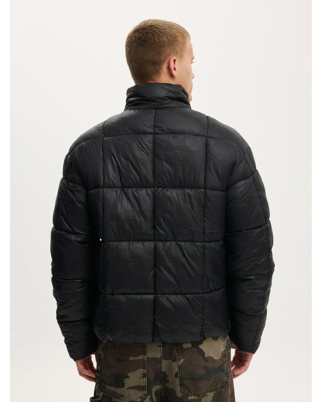 Cotton On Black Puffer Jacket for men