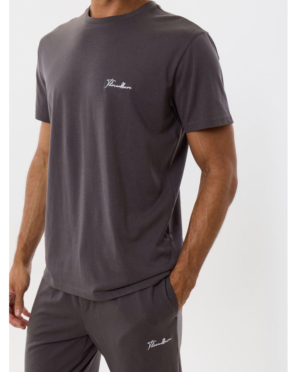 Threadbare Gray Logo Short Sleeve Pyjamas Set for men