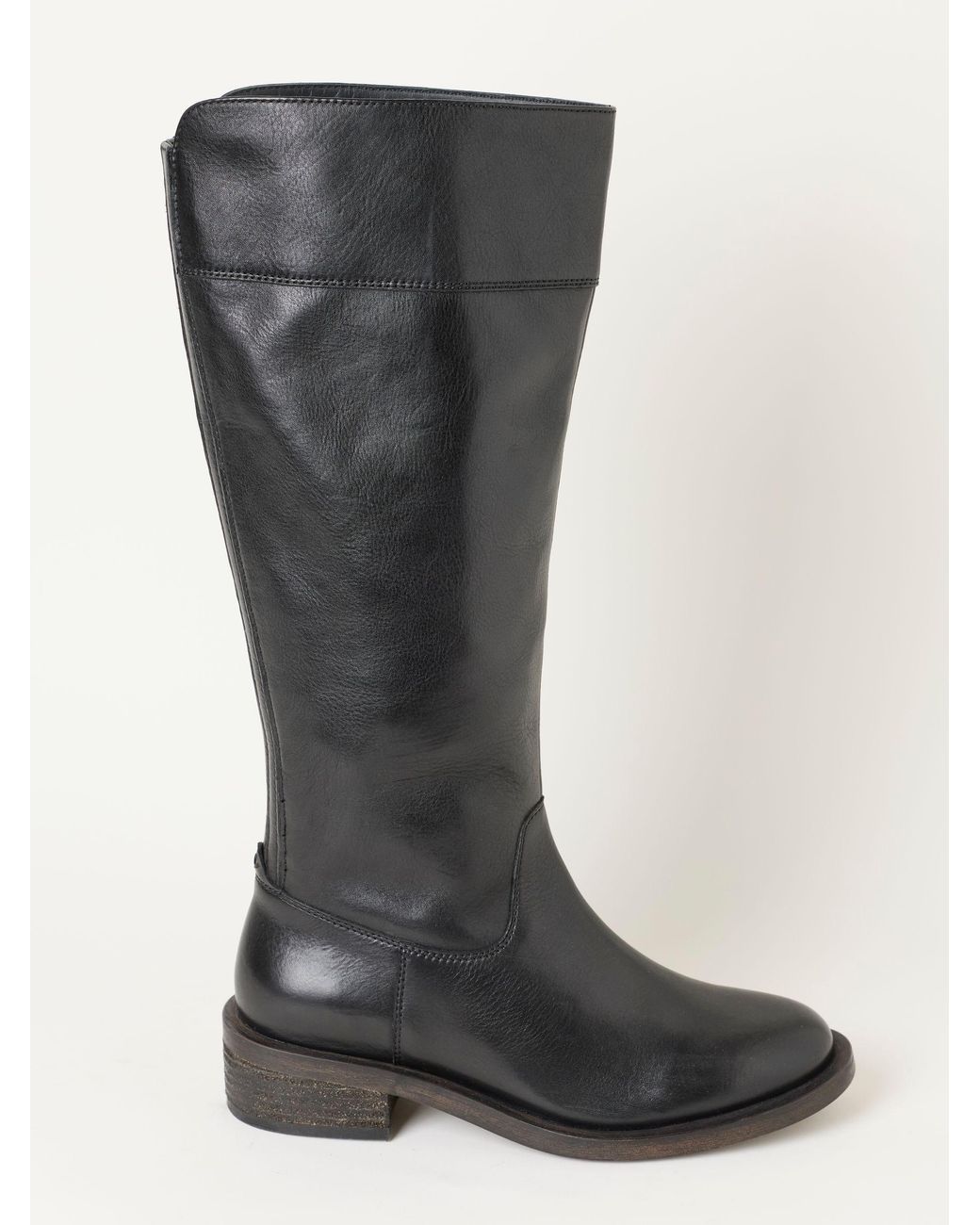 FatFace Black Leather Knee High Riding Boot