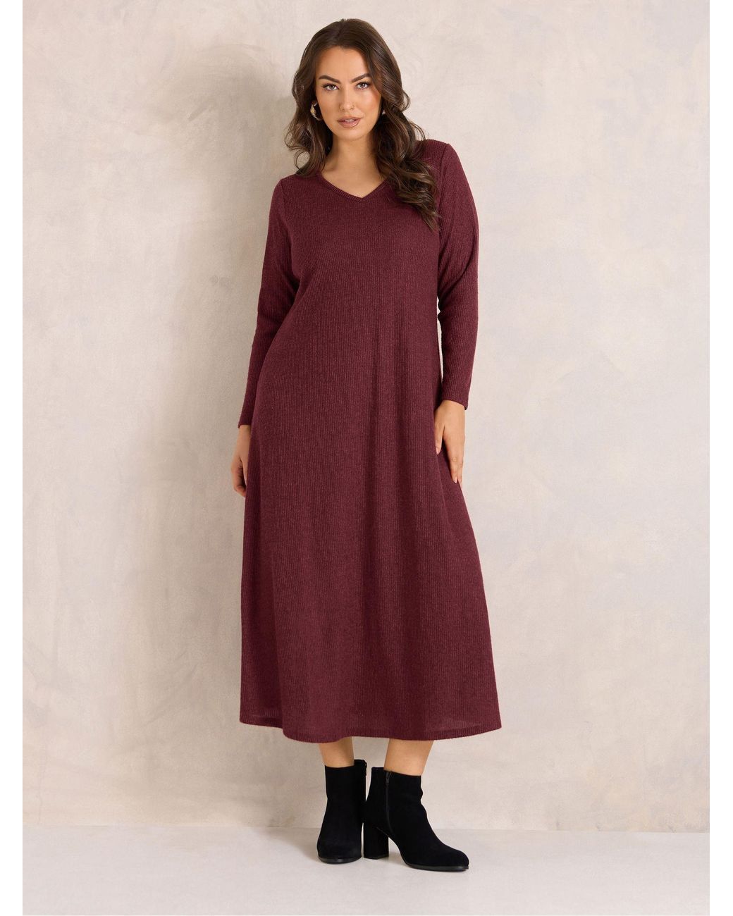 Evans Purple Ribbed Dress