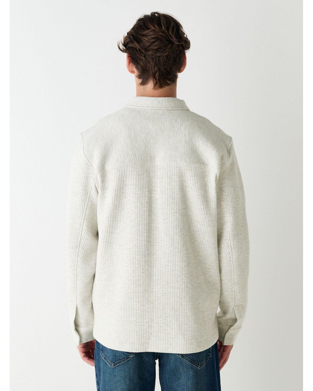 Next Natural Linear Texture Popper Shacket for men