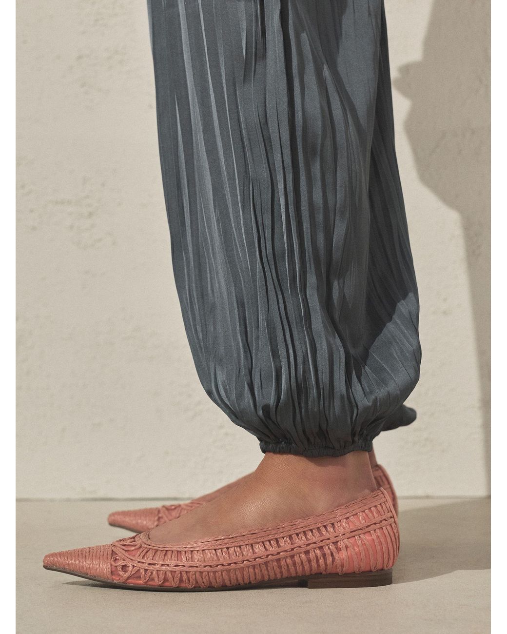 Next Pink Forever Comfort Point Toe Raffia Flats