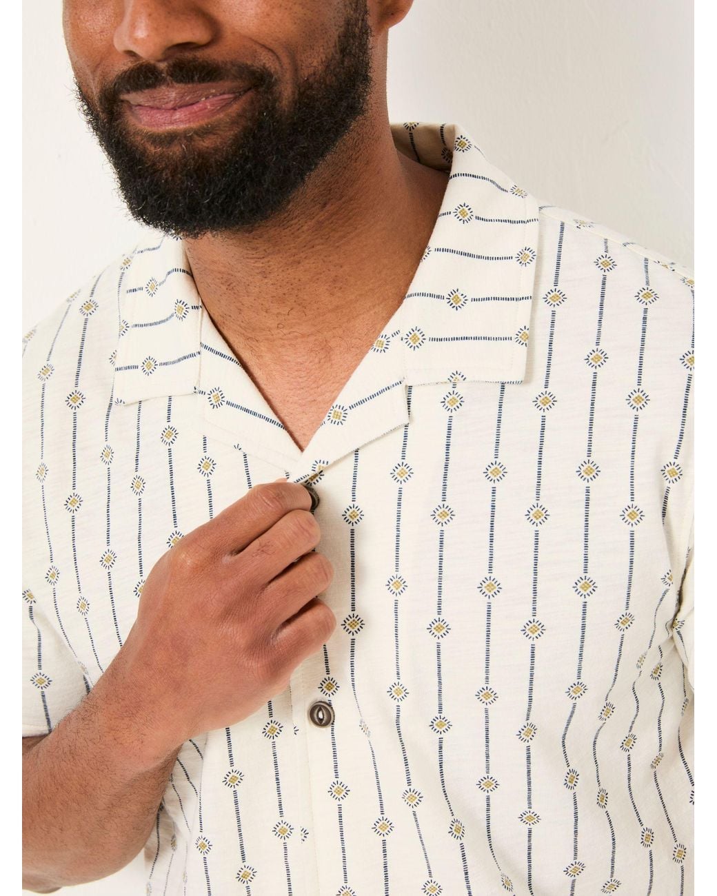 FatFace Natural Truro Short Sleeve Jersey Shirt for men