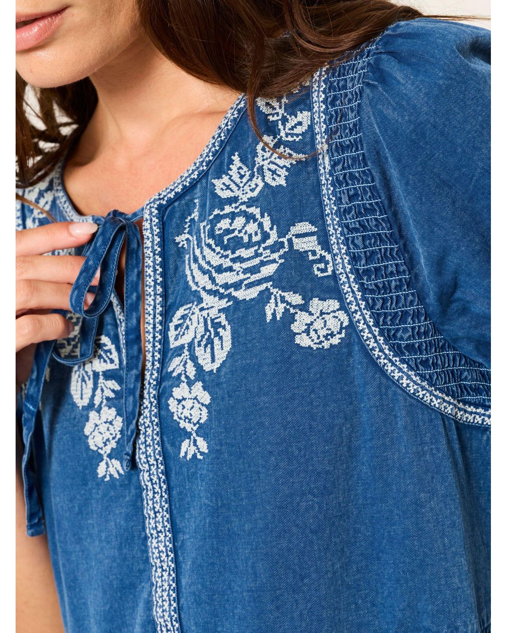 FatFace Blue Fatface Cassie Detail Dress