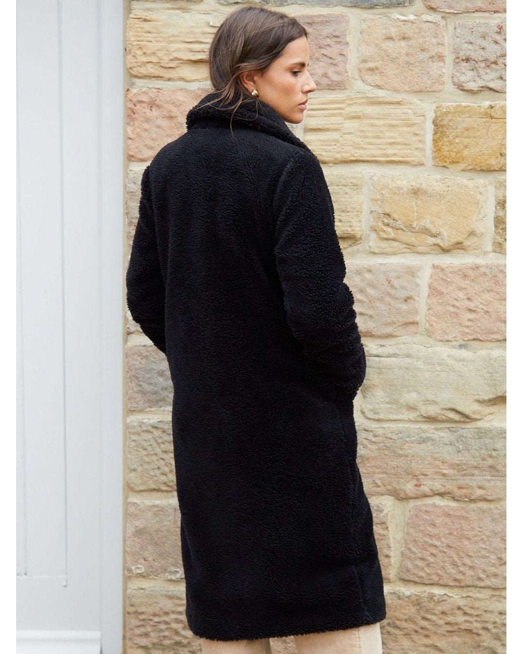 Threadbare Blue Longline Borg Teddy Coat