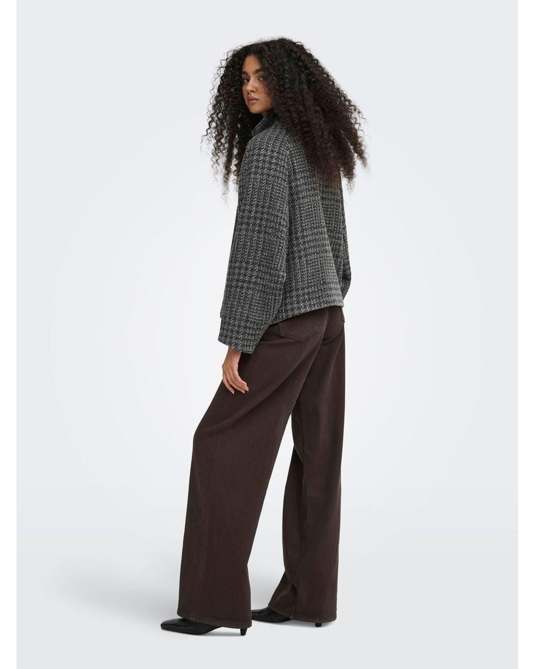 Jdy Gray Check High-Neck Jacket
