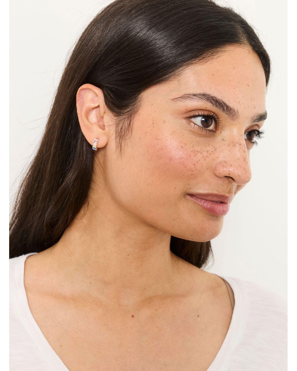 FatFace Natural Fatface Multi Colour Gem Hoop Earrings