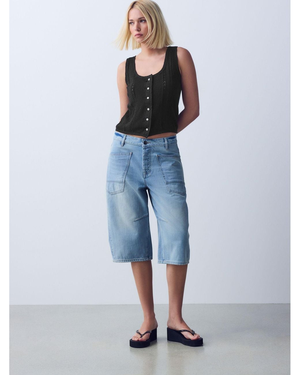 Next Black Pintuck Button Through Jersey Sleeveless Vest