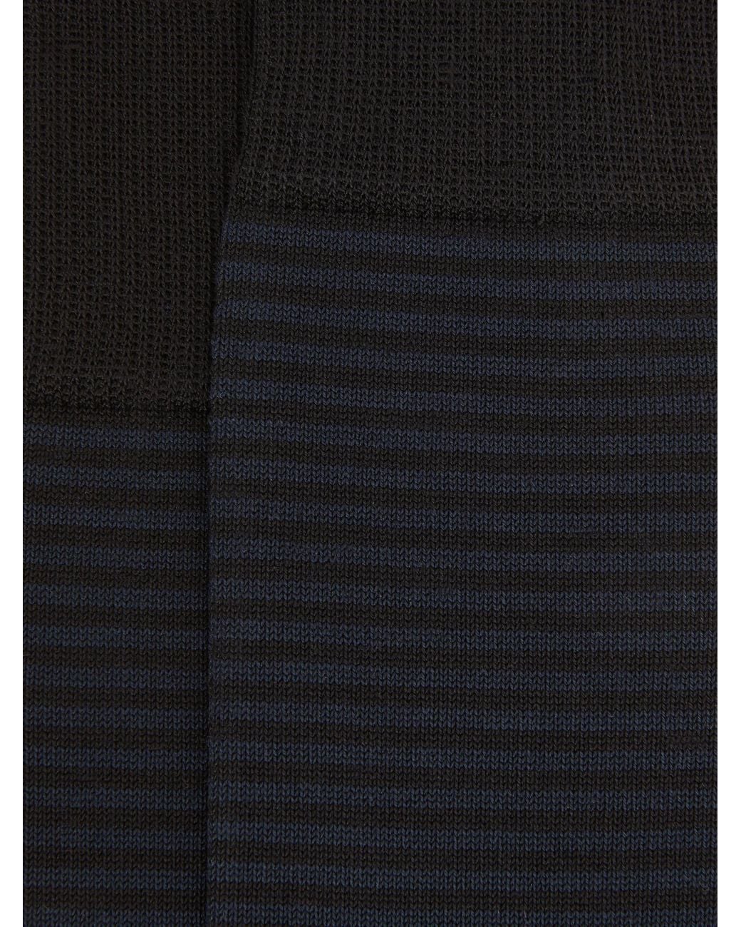 Reiss Black Mario Stripe Cotton-Blend Striped Socks for men