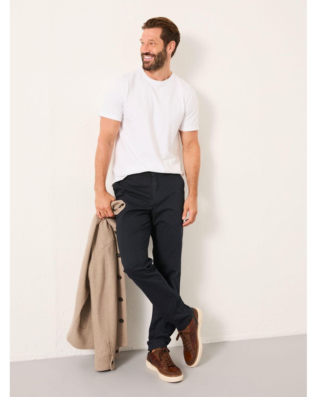 FatFace Blue Bosbury Tailored Fit Smart Chino Trousers for men