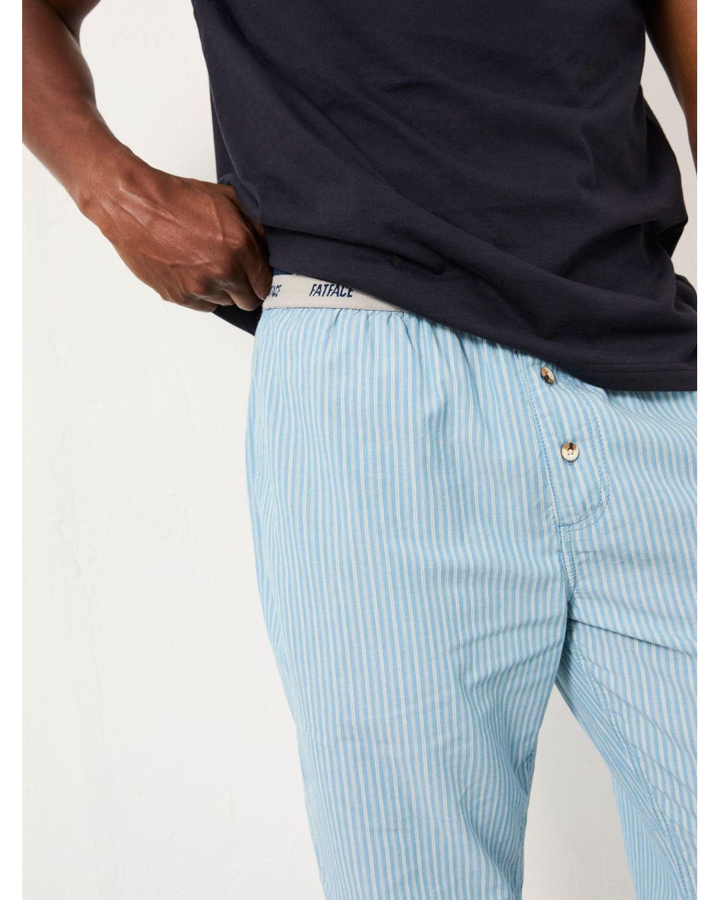 FatFace Blue Seil Stripe Trouser Pyjama Set for men