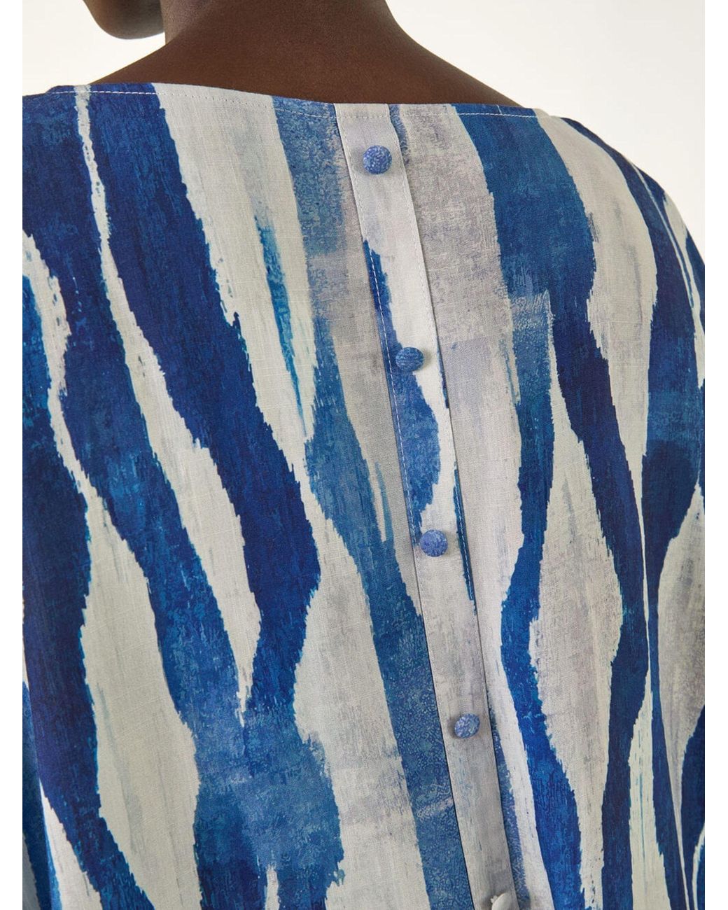 Roman Blue Abstract Buttoned Top