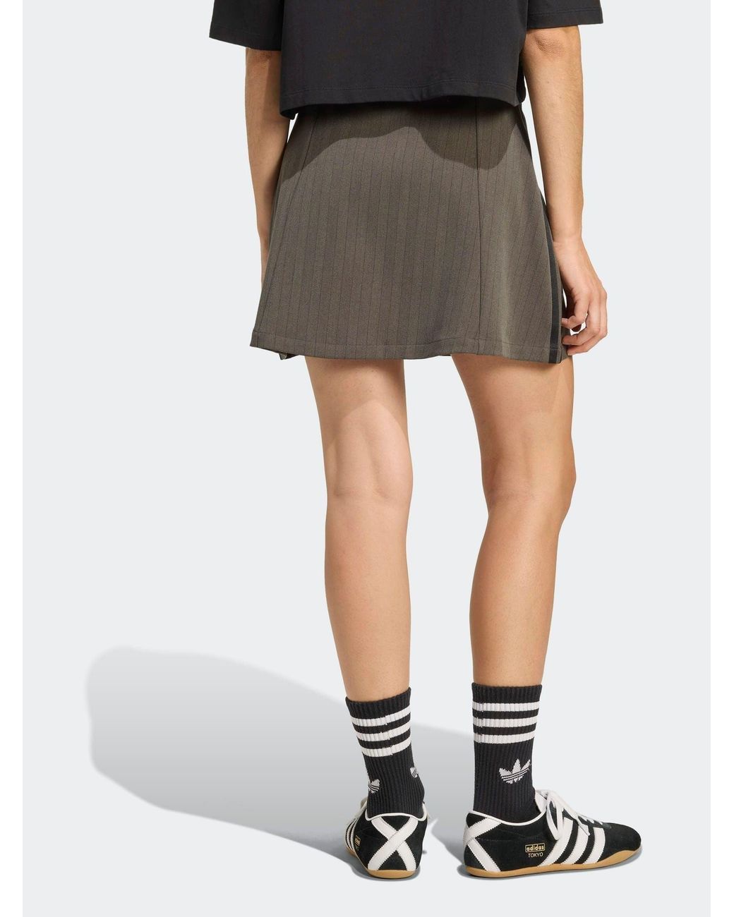 Adidas Originals Natural Pinstripe-Pattern Mini Skirt