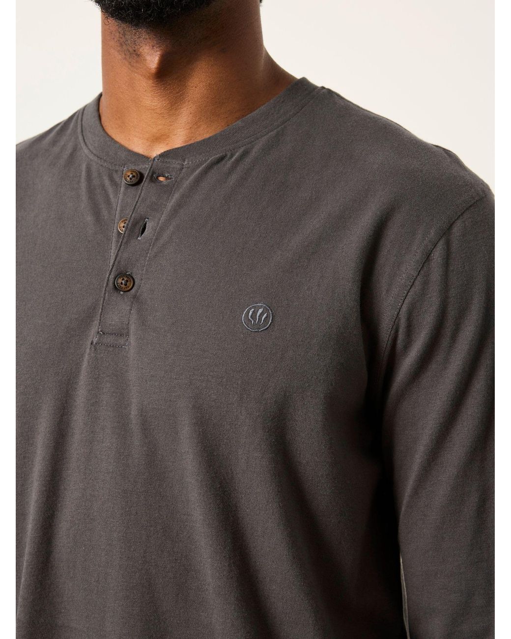 FatFace Blue Fatface 3 Pack Charcoal Long Sleeve Henley T-Shirt for men