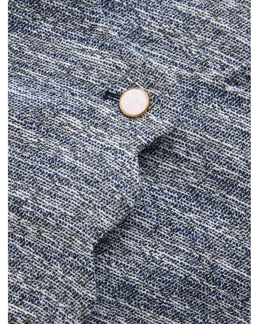 Next Blue Marl Boucle Scallop Collarless Jacket