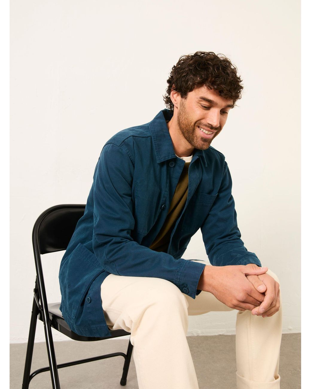 FatFace Blue Canvas Worker Jacket for men