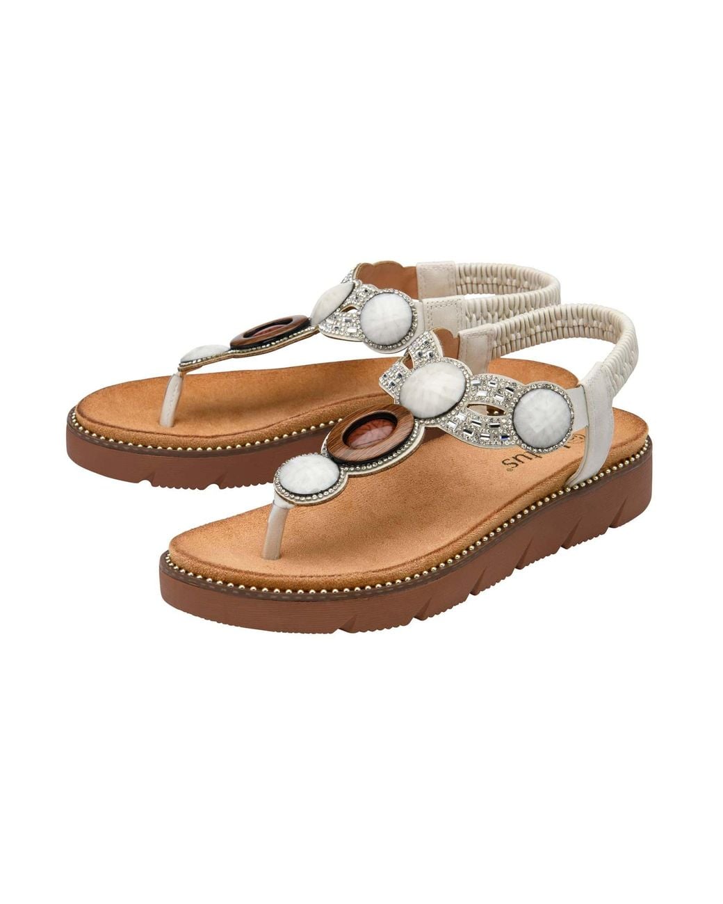 Lotus White Toe Thong Sandals