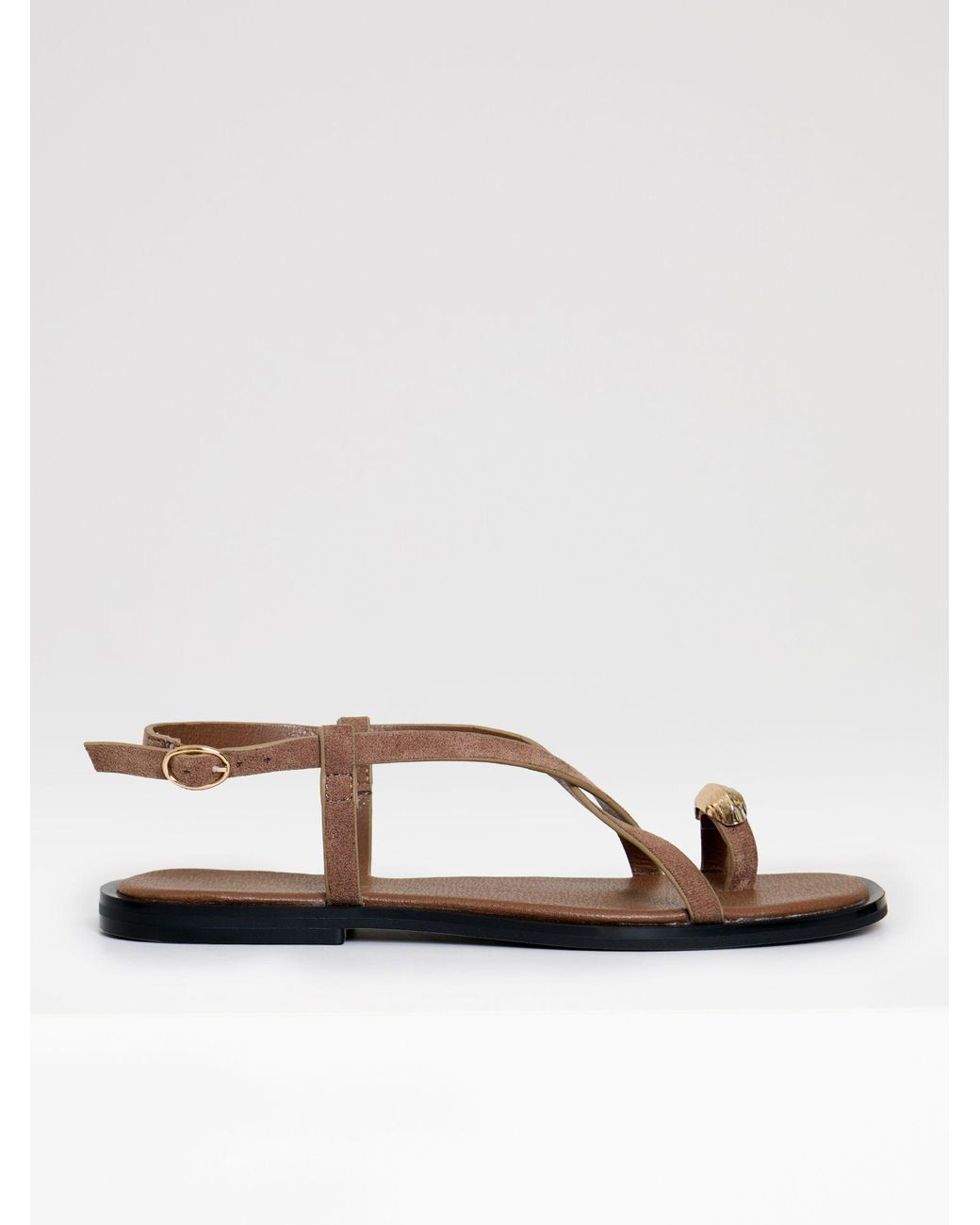 Threadbare Brown Cross Strap Toe Loop Sandals