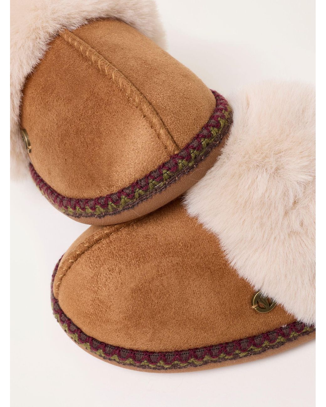FatFace Natural Fatface Maia Tan Faux Fur Mule Slippers