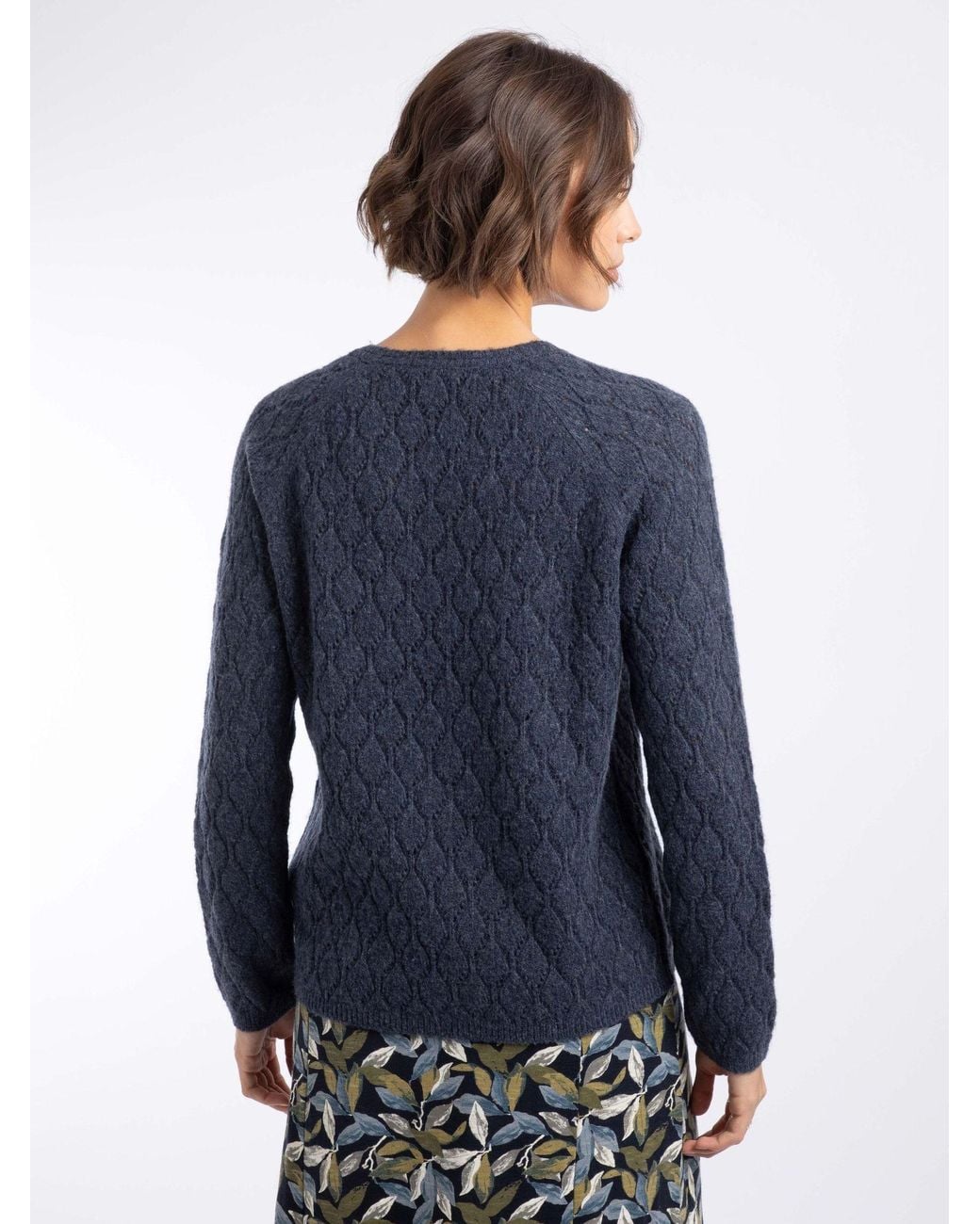 Weird Fish Posie Pointelle Knit Cardigan in Blue | Lyst