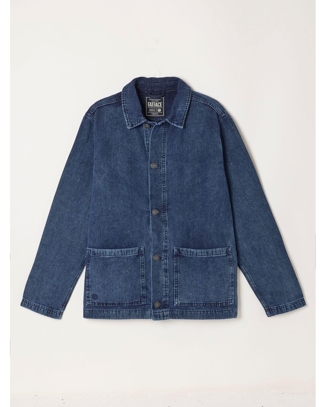 FatFace Blue Canvas Denim Worker Jacket for men