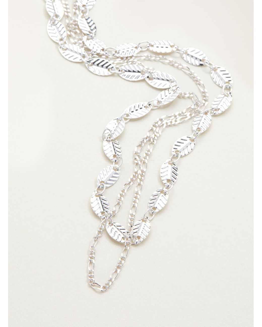 FatFace Natural Layered Leaf Necklace