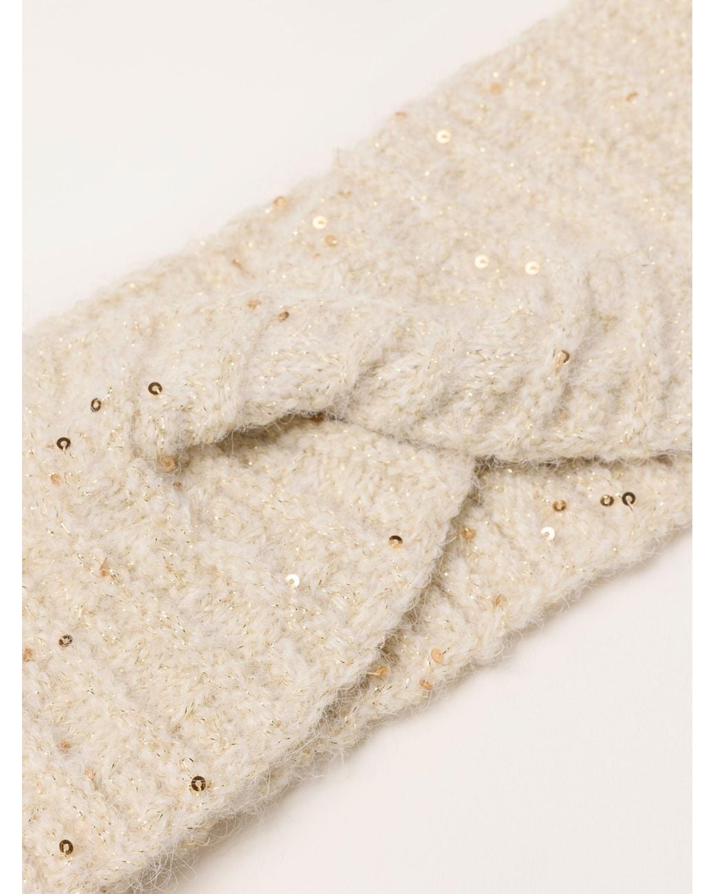 FatFace Natural Fatface Ivory Sequin Twist Headband