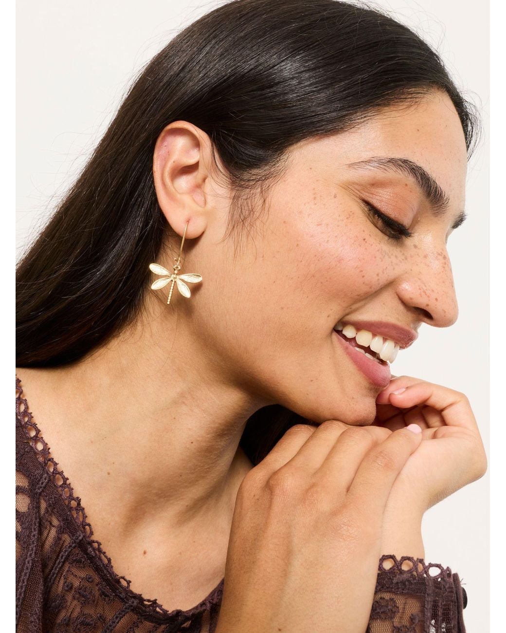 FatFace Natural Dragonfly Earrings