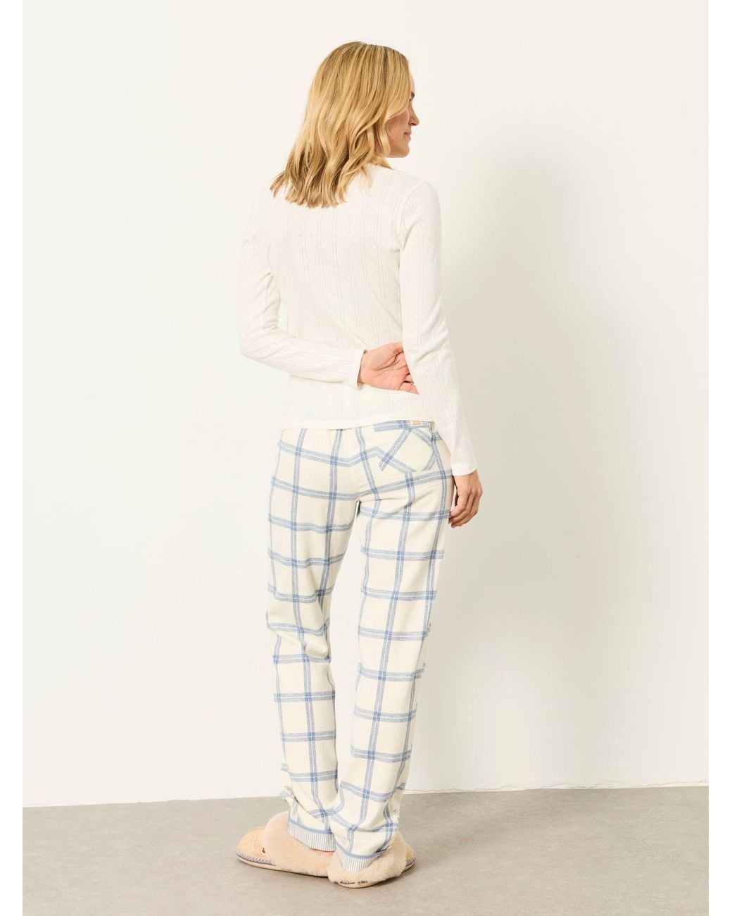 FatFace Natural Eva Windowpane Check Pyjama Bottoms