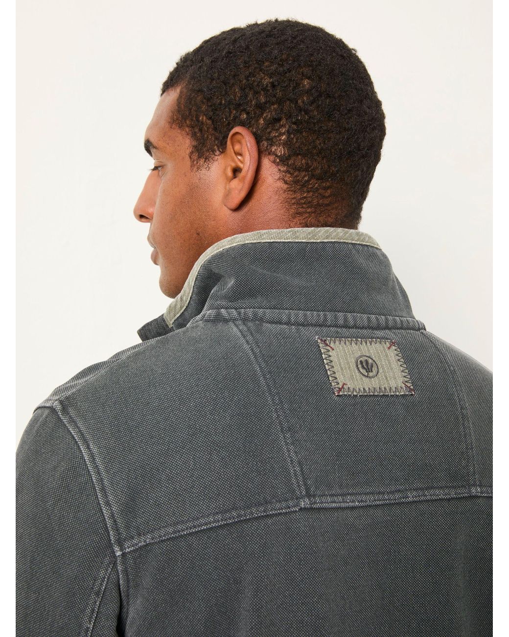 FatFace Gray Airlie Panel Quarter Neck Sweatshirt for men