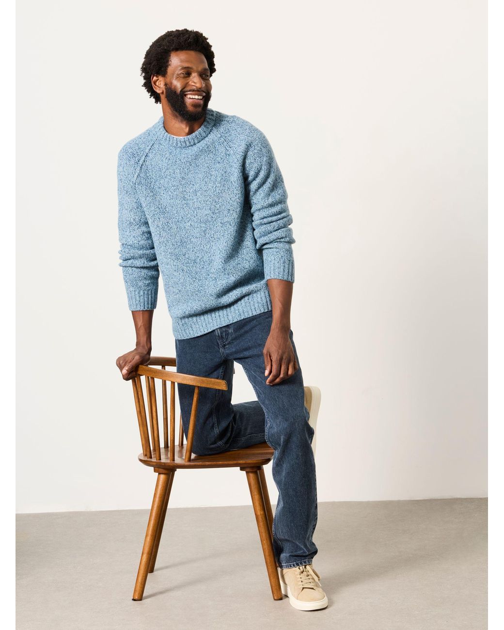 FatFace Blue Deanston Crew Neck Jumper for men
