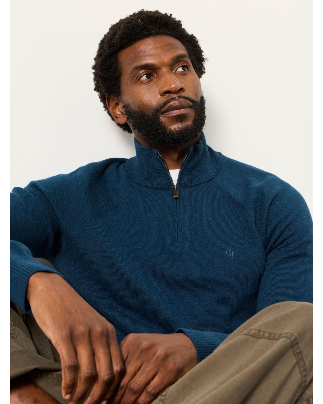 FatFace Blue Rye Quarter Zip Knitted Jumper for men