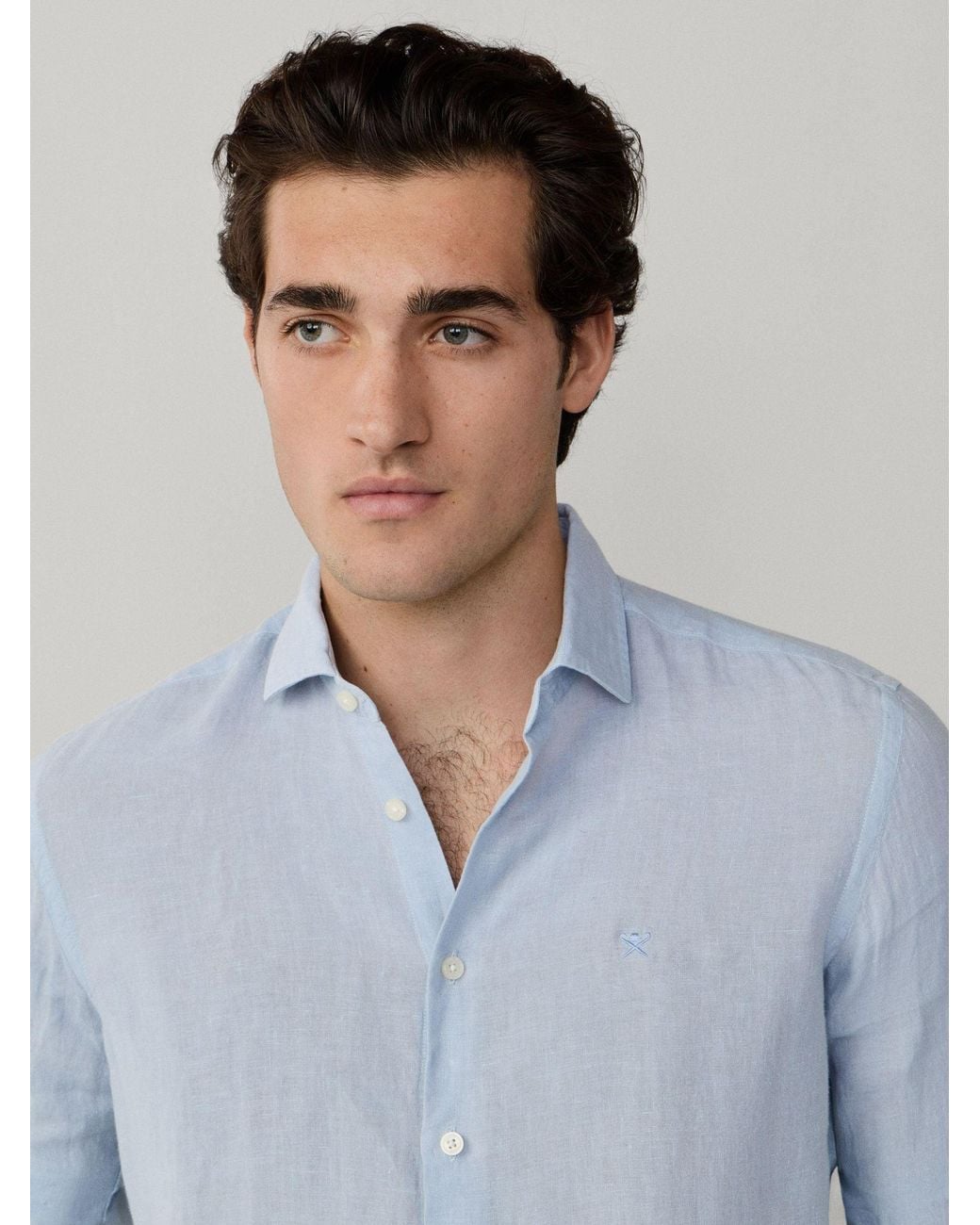 Hackett Blue Dyed Linen Shirt for men