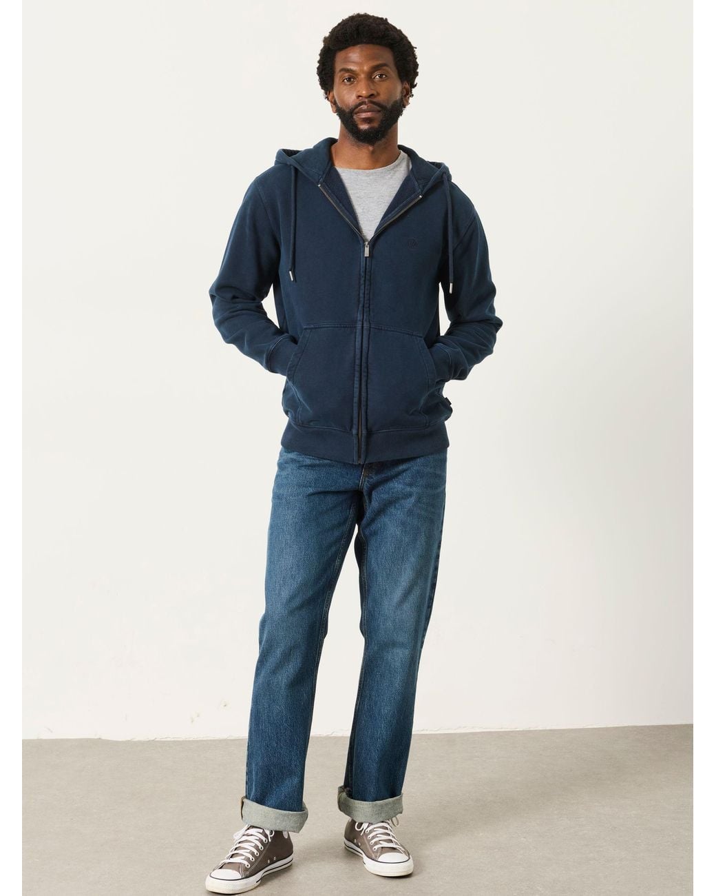 FatFace Blue Hayle Zip Through Hoodie for men
