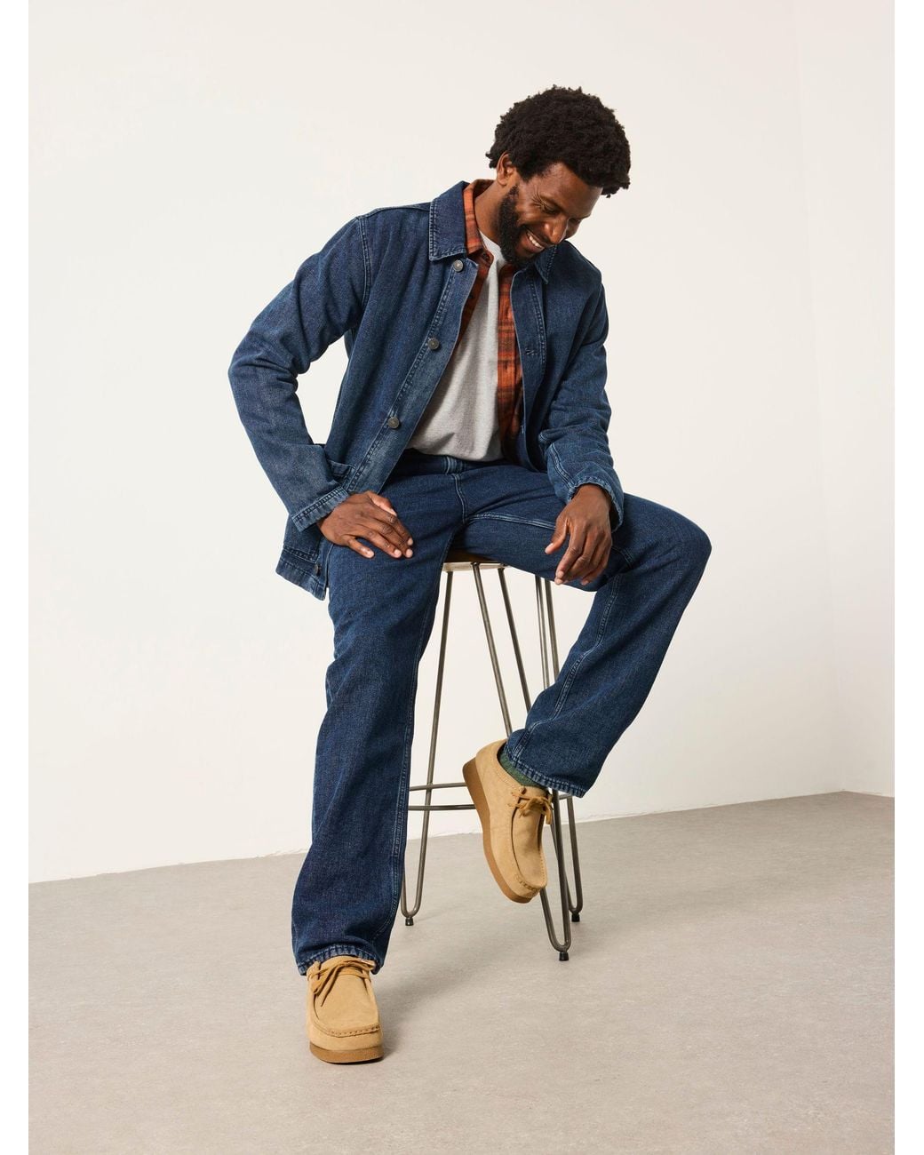 FatFace Blue Relaxed Straight Fit Canvas Weave Jeans for men
