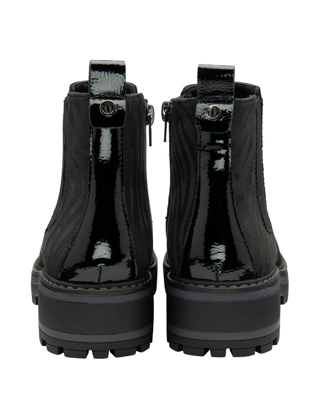 Lotus Black Zip-Up Ankle Boots